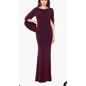 Betsy And Adam Miriam Long Jersey Draped Back Gown Size:8.